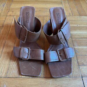 Schutz Amani Leather Brown Sandals (sz 9B)